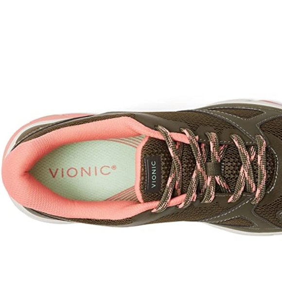 Vionic Women's Olive and Pink Athletic Shoes - Picture 2 of 3